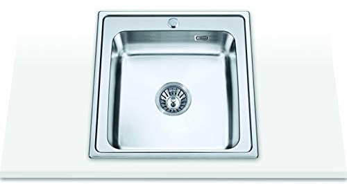 Edesa 950270017 Encimera | Modelo Veleta SE 50 1C Encastre | 1 Cubeta Cuadrada | Fregadero de Cocina con Orificio para Grifo | Ancho de 50 cm | Acabado en Acero Inoxidable