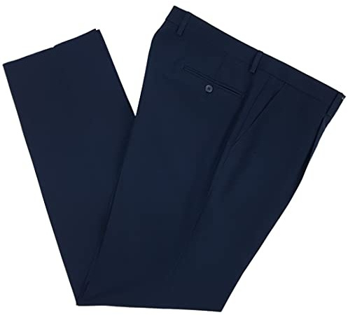 N+1 - Pantalone Uomo Classico in Fresco Lana con Pens Cavallo Alto Gamba Larga Elegante Tasca Dritta Leggero Estivo (58, Blu)