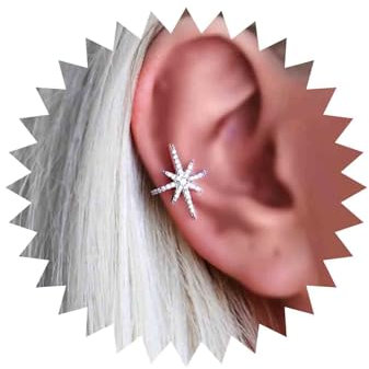 Yheakne Boho Nordstern Starburst Cuff Wrap Ohrringe mit CZ Pave Sternen Knorpel Cuff Ohrclips - Silber
