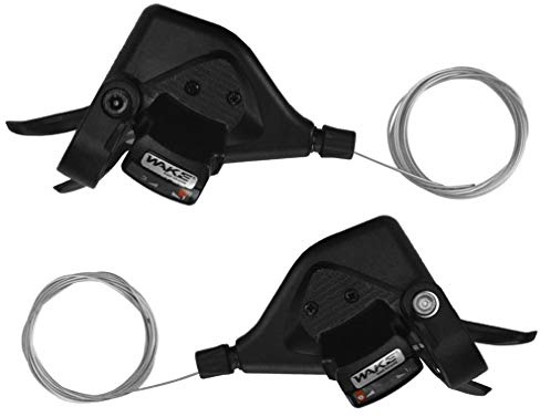 CYSKY Bike Shifter Levers 1 Pair 3x9 Speed Gear Shifter Mountain Bicycle Derailleur with Gear Indicator Right and Left Thumb Shift Levers Combo (3x9 27 Speed)