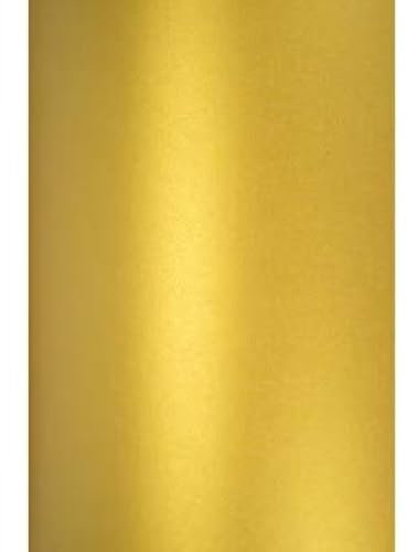 Netuno 10x Bastelpapier Perlmutt-Gold DIN A5 14,8 x 21 cm 120g Aster Metallic Cherish Effekt-Papier schimmernd glänzend bedruckbar goldenes Kartonpapier farbig zum Basteln Perlmuttpapier