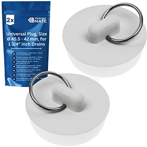 Bouchons universels, 2 pièces, en Blanc, Ø 45.5 sur 40 mm Haut sur Bas, Bouchons d'écoulement en Caoutchouc pour têtes de vannes 1 5/8 Pouces, Bouchons d'écoulement lavabo, Bouchons de lavabo