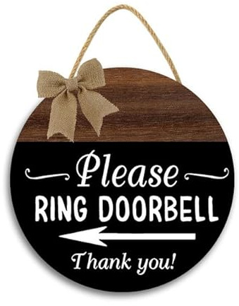 JIBEVEYYI-12x12IN Please Ring Doorbell Sign, Farm Garden Garage Inspirational Quotes Wall Decor,Coffee Kitchen Wall Decor Pub Sign Outdoor Decorations,Retro Plaque Wall Decor Gift