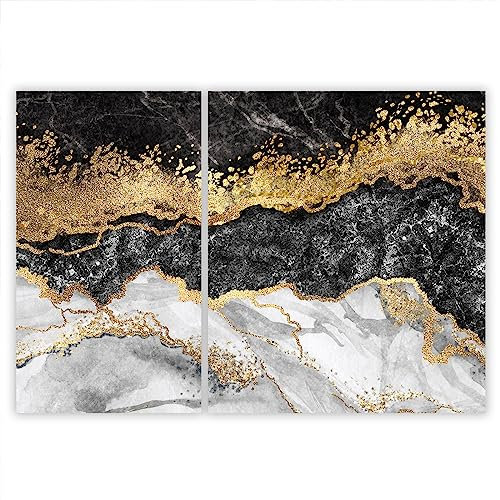 SMTDeco Protection plaque de cuisson, vitrocéramique, verre trempé, pour cuisinières électrique, à induction,planche à découper 30x52 + 45x52 cm Lot de 2 motif Marbre Noir