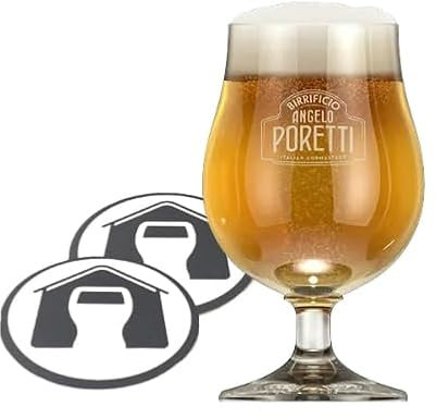 GarageBar | Angelo Poretti Beer Glass | Stemmed Pint Glass | Official Merchandise | Comes with 2X Beer Drip Mats | 1 Glass