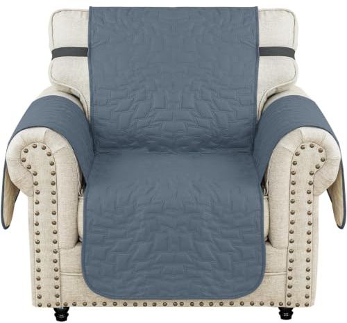 Ystyle Sofföverdrag 1 Sit, Vattentät Sofa Cover, Halkfritt Armstolsöverdrag, Soffa överdrag För Husdjur, Fåtöljöverdrag, Maskintvättbart överdrag Fåtölj, Quiltad Soffskydd, Gråblå