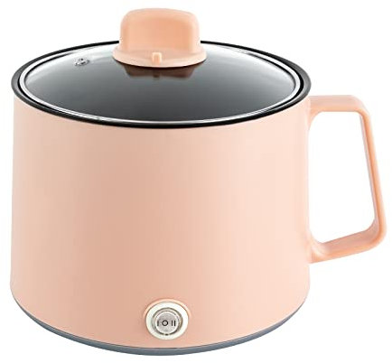 Qussse - Cacerola antiadherente portátil de 1,7 l, multicocina eléctrica con doble control de potencia para cocinar pasta, sopa y albóndigas (rosa)