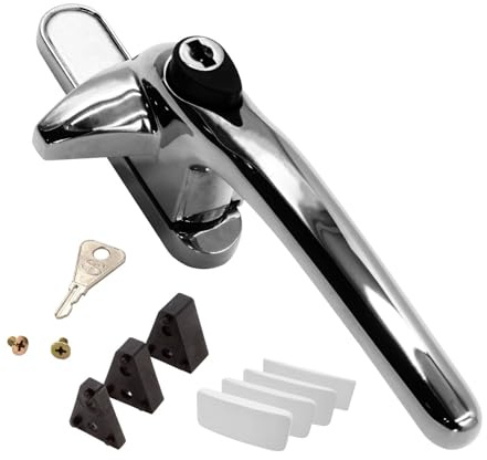 Universal Cockspur Key-Locking Window Handle Kit - Right, Chrome/White