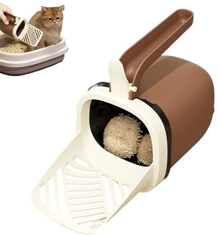 Katzentrupper mit Halter, Katzenstreuschaufel mit Katzenstreu Abfallbehälter, Abnehmbar Schaufel, Streuschaufel mit Halter - alle gängigen Streuarten - Halter einfach zu reinigen, atze streuschaufel