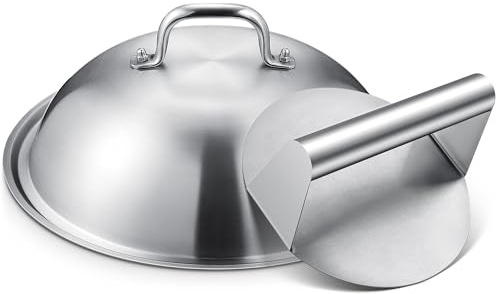 homenote Griddle Accessories for Blackstone, Commercial Grade 12 Inch Heavy Duty Melting Dome with Round Stainless Steel Smash Burger Press Perfect for Flat Top Hibachi Grill Outdoor Indoor
