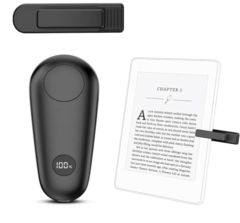 RF Remote Control Page Turner for Kindle Paperwhite Scribe Accessories, Page Turner Clicker for iPad Tablets Reading Novels Taking, Phone Camera Video Record Triggers Remote, Black Small clip