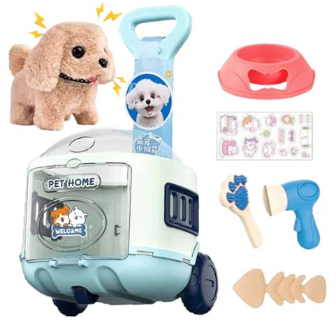 Genérico Juguetes para Mascotas Infantiles | Animales Electrónicos Andan y Ladran con Maleta - Regalo Cumpleaños Niños Niñas Bebé