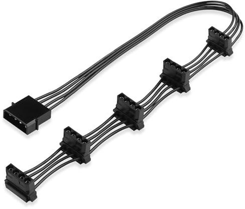 ELFJMZP Cable de extensión IDE Molex de 4 pines, adaptador de 1 a 5 D macho a hembra de 40 cm para ventiladores de chasis de PC, discos duros, unidades de disco duro, extensión de fuente de