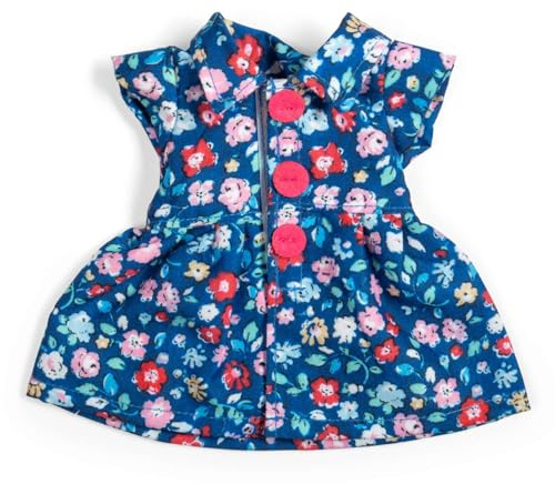 Bigjigs Toys Navy Floral Dress- Small | Doll Clothes | Blue Collared