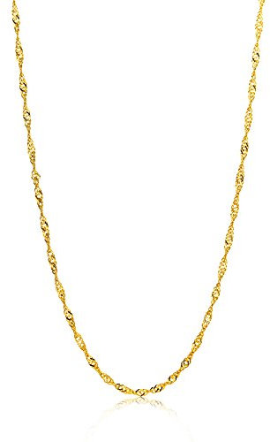 OROVI – Kette Gold -14 Karat Gelbgold (585) –Singapur Halskette Damen, Hypoallergene Goldkette 45 cm, Kette ohne Anhänger, Schmuck Damen, Gold Schmuck inkl. edler Schmuckbox