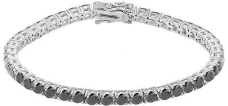 Gold Gala Pulsera Tenis de Plata de ley 925 con Circonita Cúbica Negras (20.5)