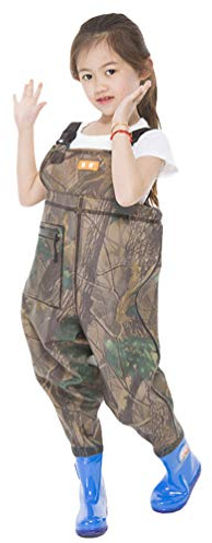 Jitong Waders de Pêche Enfants Salopette de Chasse Pantalon de Wading avec Bottes Imperméables Cuissardes de Pêche pour Garçons et Filles - Crystal | Salopette, 34 (21cm)