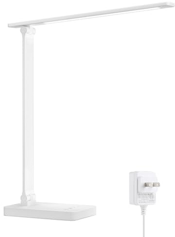 Lepro LED Desk Lamp, Metal Desk Light 9.5W 800lm, Forbes Vetted Best Task Lamp, 5 Color Modes 5 Brightness Level, Dimmable Home Office Desktop Lamp for Reading, Crafting, Sewing, Puzzle, Nail, White