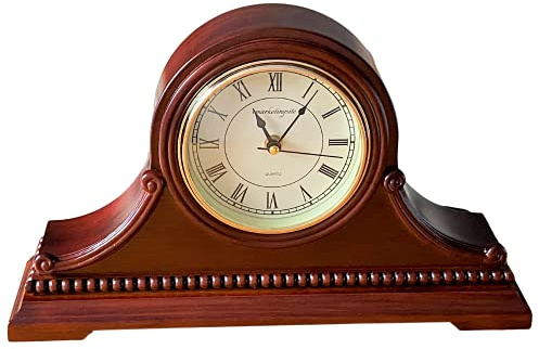 vmarketingsite Orologi da camino, funzionamento a batteria, silenzioso orologio da tavolo in legno con scacciaspiriti Westminster sulle ore, mensola in legno massiccio, orologio da caminetto, 22,9 x