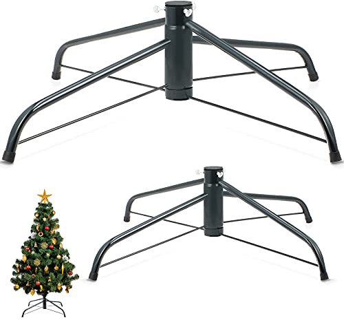2 Stücke Weihnachtsbaum Ständer 24 Zoll und 16 Zoll Weihnachtsbaum Ständer Dunkel Grün Weihnachtsbaum Klappständer für künstliche Weihnachtsbaum 6,5 bis 8 Feet Lebende Bäume Ständer Dekor