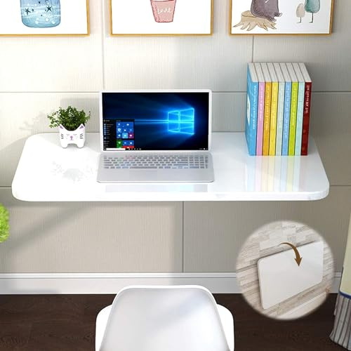 aleawol Wall Mounted Drop Leaf Folding 80x40cm Large Laptop Fold-Down Work Table for PC Table Compute Dining with Brackets for Space Saving