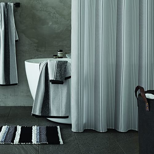 Catherine Lansfield Textured Stripe Shower Curtain Silver