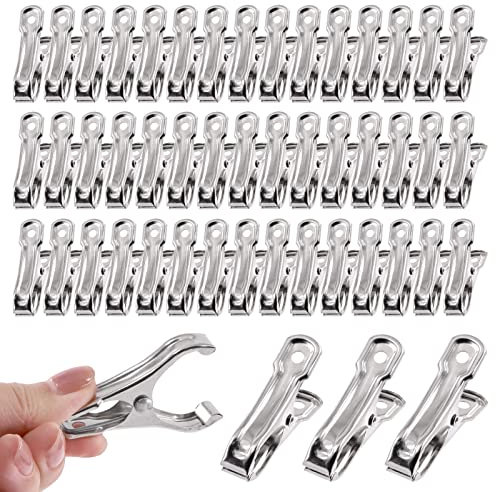 Tanstic 50pcs 2.1 Inch Stainless Steel Greenhouse Clips Heavy Duty Garden Clips with Strong Grip and Large Open Mouth for Netting Holding