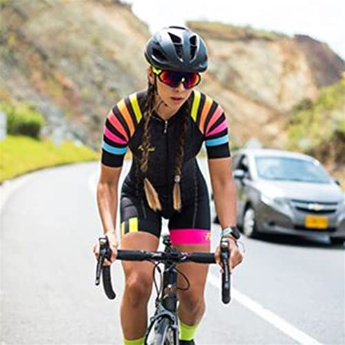 Cykeldräkt for kvinnor, Triathlonloppset for damer, Jumpsuit i ett stycke, kortärmad，med fickor 9D GEL Pad，MTB-dräkt (Color : 01, Size : Large)