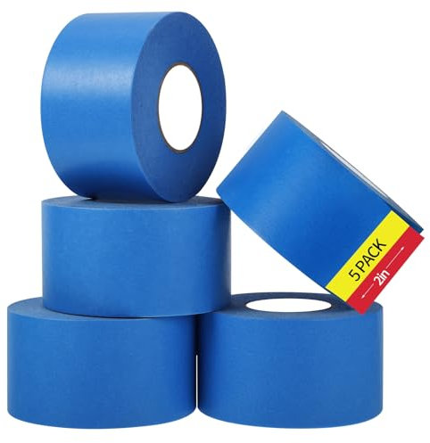 Fyguard 5 Rolls Painters Tape, 50m x 48mm Masking Tape for Painting Blue Decorators Tape Heat Resistant UV Resistant for Renovations Crafts Edge Treatment