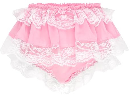 Satini Culotte Jupette Mousseline Dentelle Sissy | Tissu Semi-Transparent, Bordure à Volants, Voile Évasé, Ceinture Élastique, Travestissement, Tailles S-XXL