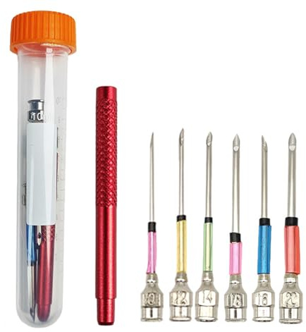Ago Magico per Ricamo, Cucitura con Ricamo in Acciaio Punzone Art Needles con Manico Ry Kit Set per Punzonatura da Ricamo, Strumento per Tessitura a Punto per Cucito e Ricamo