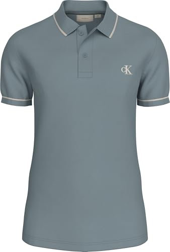 Calvin Klein Herren Poloshirt Kurzarm Tipping Slim mit Stretch, Blau (Lead), M