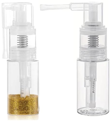 CYFUN DESIGN 2PCS Glitter Powder Spray Bottle Clear Plastic Glitter Duster Shaker Dispenser Powder Puffer for Craft Scrapbooking Cardmaking Portable Multi-Purpose 14ml