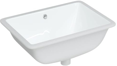 Einbauwaschbecken aus Keramik, Rechteckig Waschbecken, Handwaschbecken, Einbaubecken, Aufsatzwaschbecken, Waschtisch, Hand Waschschale für Badezimmer & Gäste-WC, 55,5x37,5x19 cm