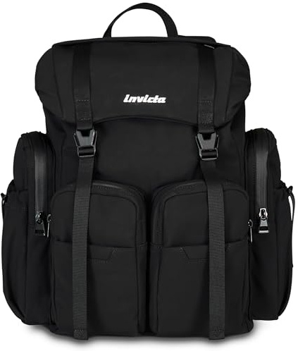 Invicta Freizeitrucksack Monviso X, Tagesrucksack mit Laptopfach 14, Trinkflaschenfach und verstärktem Boden, geräumiger Rucksack 29L für Freizeit und Reisen Büro, Damen und Herren, schwarz
