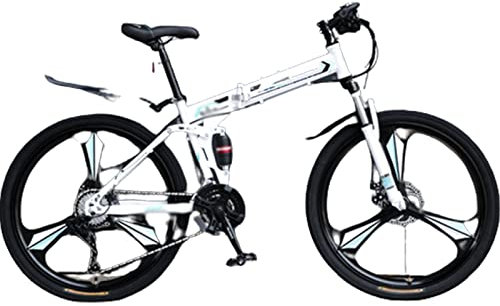 Fällbar mountainbike - Herrcykel med variabel hastighet för tonåringar, flickor och vuxna - 26/27,5 hjul - 24/27/30 hastigheter - Off-Road - Lätt och hopfällbar (white 27.5inch)
