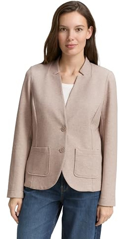 TOM TAILOR Damen 1038703 Basic Ottoman Blazer mit Taschen, 38330 - Soft Taupe Melange, M