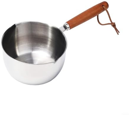 Casserole à lait antiadhésive, petite casserole à lait profonde en acier inoxydable avec double bec verseur, mini casserole à lait pour chauffer le lait, faire du sirop (300 ml)