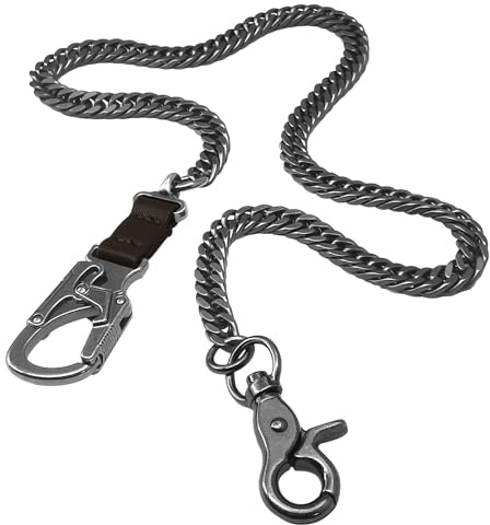 Ahiller Cadena Para Pantalón Hombre, Acero Inoxidable con Sistema de Cierre Doble de Enclavamiento Compacto, Ideal para Llaves, Bolsillos, Jeans, Carteras o Cinturones (Gunmetal-ZPJRL-QK)