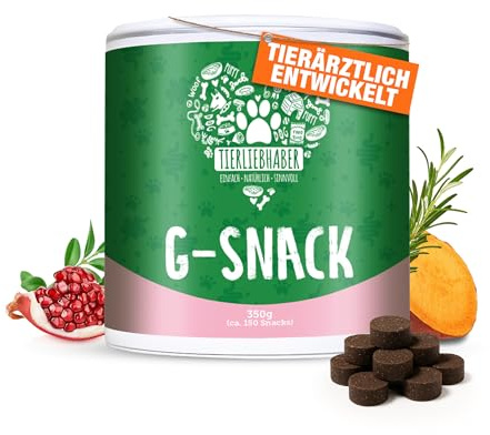 TIERLIEBHABER G-Snack Hundeleckerli – Ergänzung gegen unerwünschte Mitbewohner bei Hunden – Hunde Leckerlis zur Unterstützung bei Hund Darmflora aufbauen – 350g (ca. 115 Drops) Dog Treats