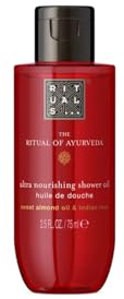 The Ritual of Ayurveda Ultra - Aceite de ducha nutritivo (75 ml), color rosa indio y aceite de almendras dulces