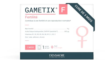 Densmore - GAMETIX F - Fertilité femme et Grossesse - Complément Alimentaire à base Vitamines et Minéraux, Myo-Inositol, Acide Folique - 90 sachets (poudre) - 3 mois - Fabriqué en France