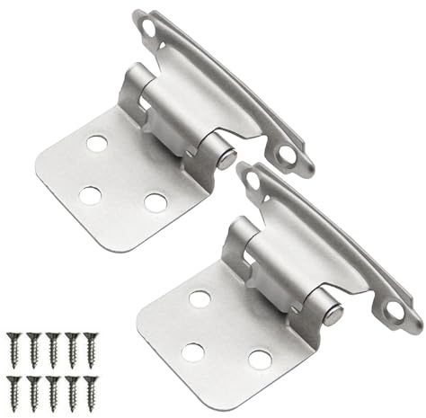 2 cerniere a molla da cucina con chiusura automatica, ammortizzatore idraulico, for montaggio su mobili, armadio, porta, sovrapposizione, armadio da bagno da cucina(Silver)