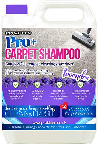 Pro-Kleen Pro+ Carpet and Upholstery Cleaning Solution Shampoo – 4 in 1 Concentrate – Suitable for All Machines 5L (Lavender)