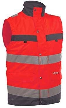 DASSY® Bilbao Warnschutz Weste - Größe XS - NEONROT/ZEMENTGRAU