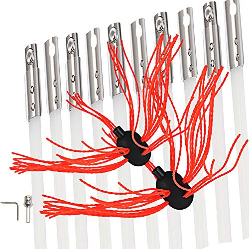 VEVOR Brosse de Cheminée de 10 Mètres Kit de Ramonage avec Une tête de Bross Supplémentaire en Nylon pour Poêle à Pellet pour Nettoyer Cheminées en Métal ou en Brique