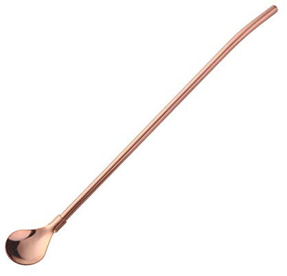 1 cucchiaio in acciaio inox, riutilizzabile, lavabile in lavastoviglie, cannuccia e cucchiaio, ideale per latte macchiato e cocktail