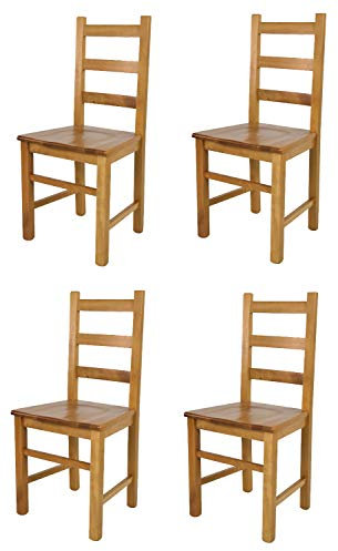 t m c s Tommychairs - 4er Set Stühle Rustica für Küche und Esszimmer, Robuste Struktur aus Buchenholz, in der Farbe Eichenholz lackiert und Sitzfläche aus Holz
