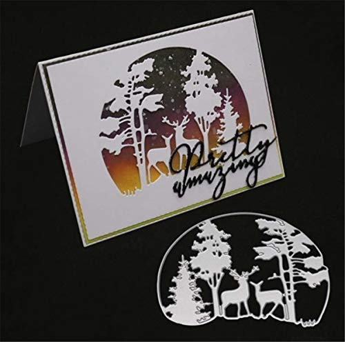 Annchaos Metal Cutting Dies DIY Merry Christams Embossing Stencil Template Scrapbooking Card Making Mold Photo Album Arts Crafts Tools (Christmas Tree and Deer -12.5x10cm)