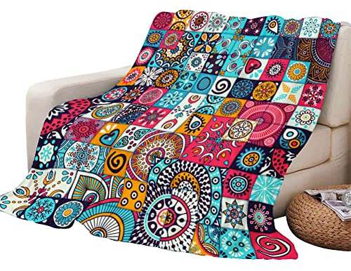 Himlaya Oceano Patchwork Coperta di Flanella Matrimoniale Invernale, Morbida Accogliente Leggera Coperta in Pile per Adulti Bambino Copriletti Coperte per Divano (Patchwork,150x200cm)